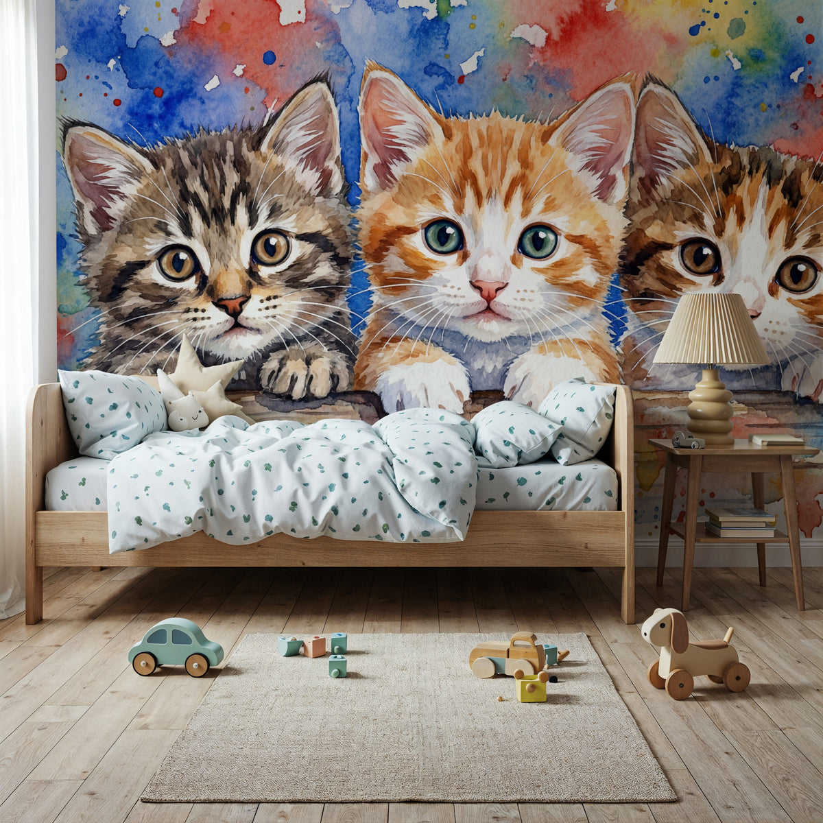 Kittens II - Cute Baby Animals Series Mural Wallpaper - room preview 04