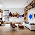 Miami Florida Skyline Purple & Gold Mural Wallpaper - room preview 04