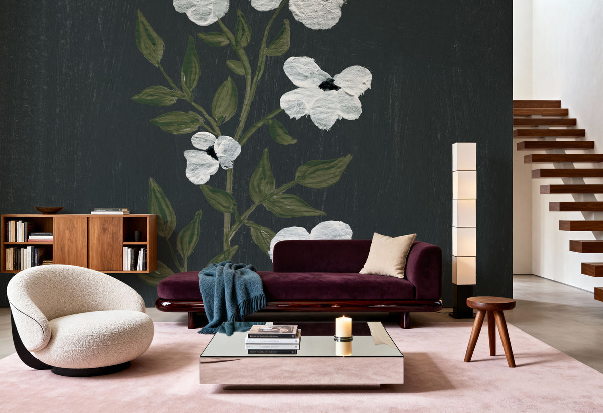 Pretty Little Flower III Black Mural Wallpaper - room preview 04