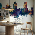 San Jose California Skyline Blue & Bronze Mural Wallpaper - room preview 04