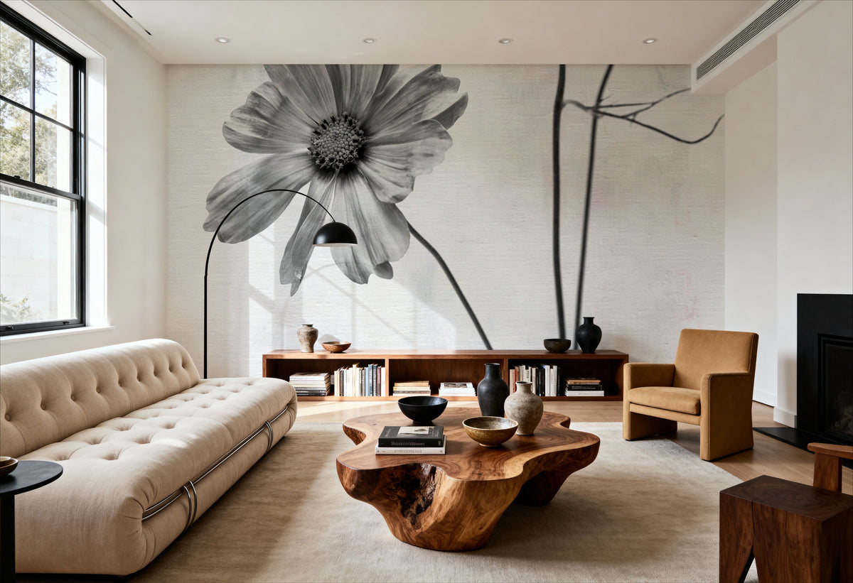 Wonderful Wildflowers XVII Neutral Mural Wallpaper - room preview 04