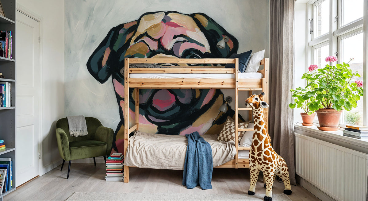 Abstract Pug Mural Wallpaper - room preview 04