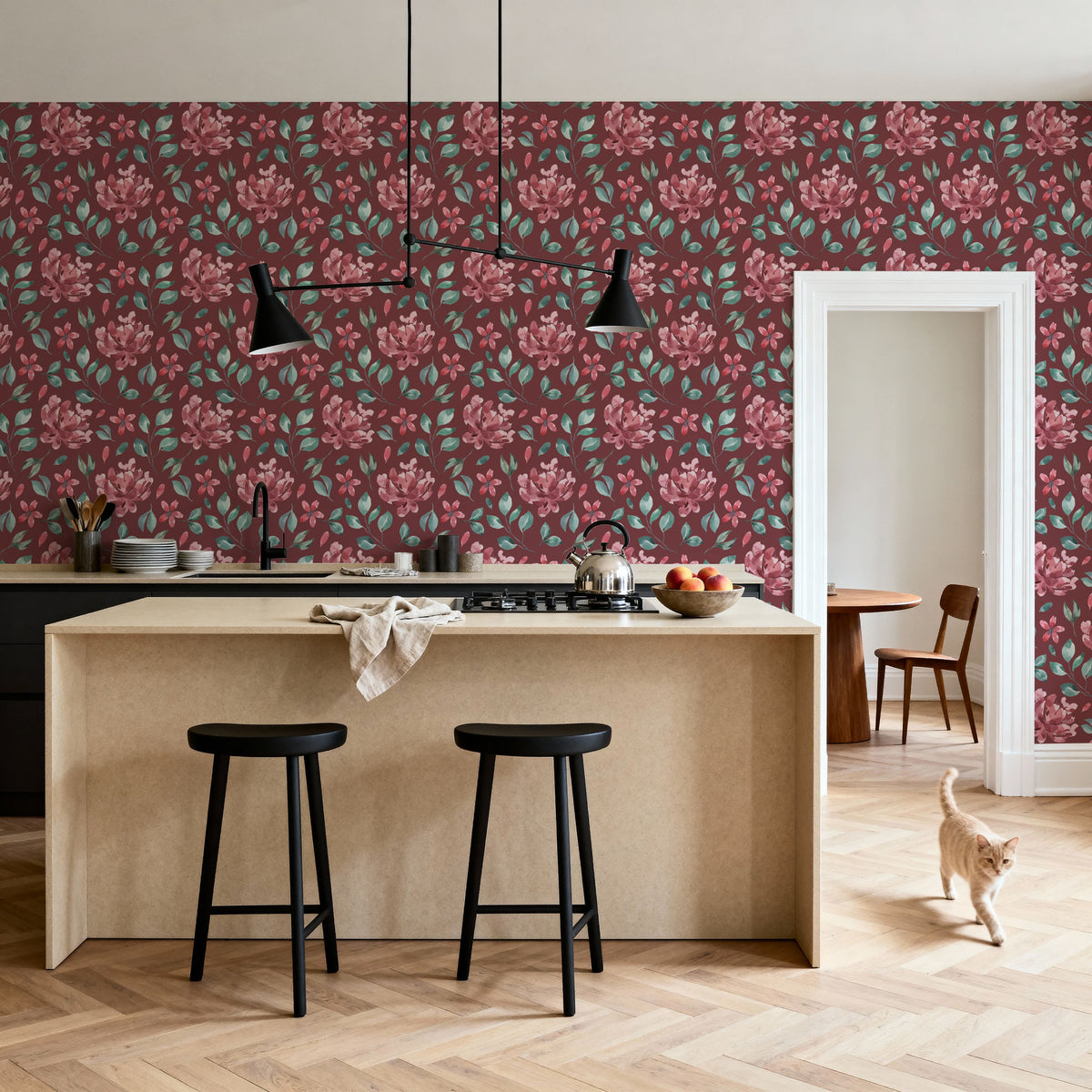 Garden Peony Mural Wallpaper - Red Tone - room preview 04
