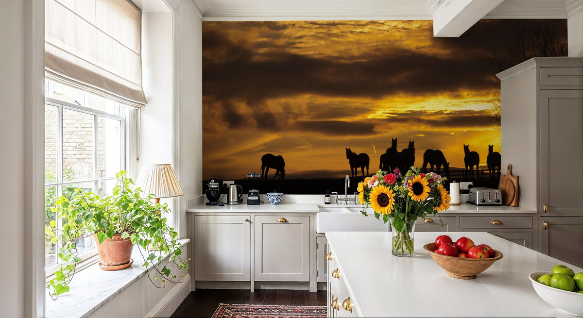 Horses At Sunset Mural Wallpaper - room preview 04