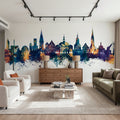 Lüneburg Germany Skyline Blue & Bronze Mural Wallpaper - room preview 04