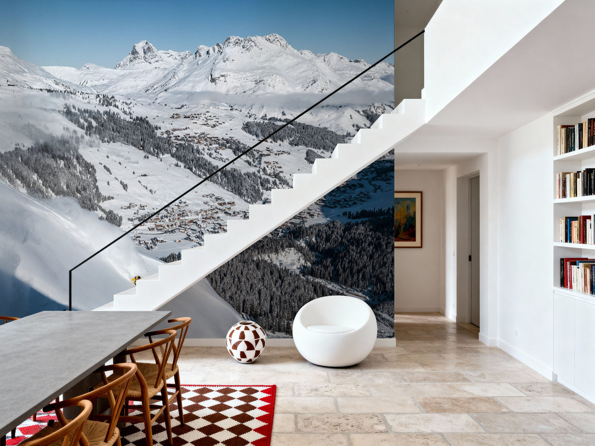 Skiing the Alps Mural Wallpaper - room preview 04