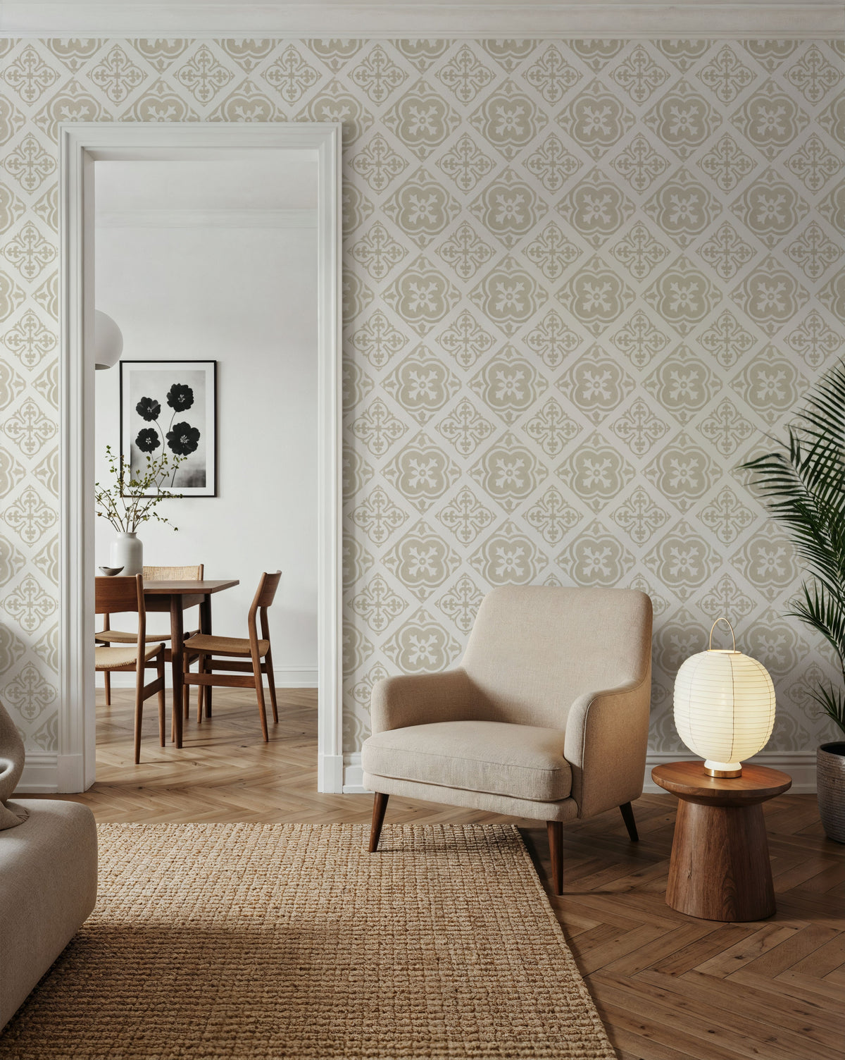 Tile It Up White Mural Wallpaper - room preview 04