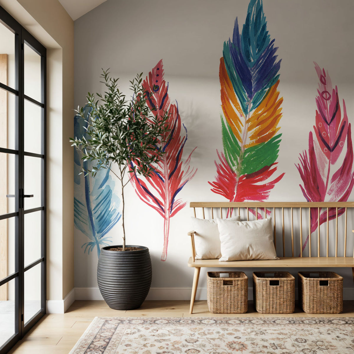 Rainbow Feathers IV Mural Wallpaper - room preview 04