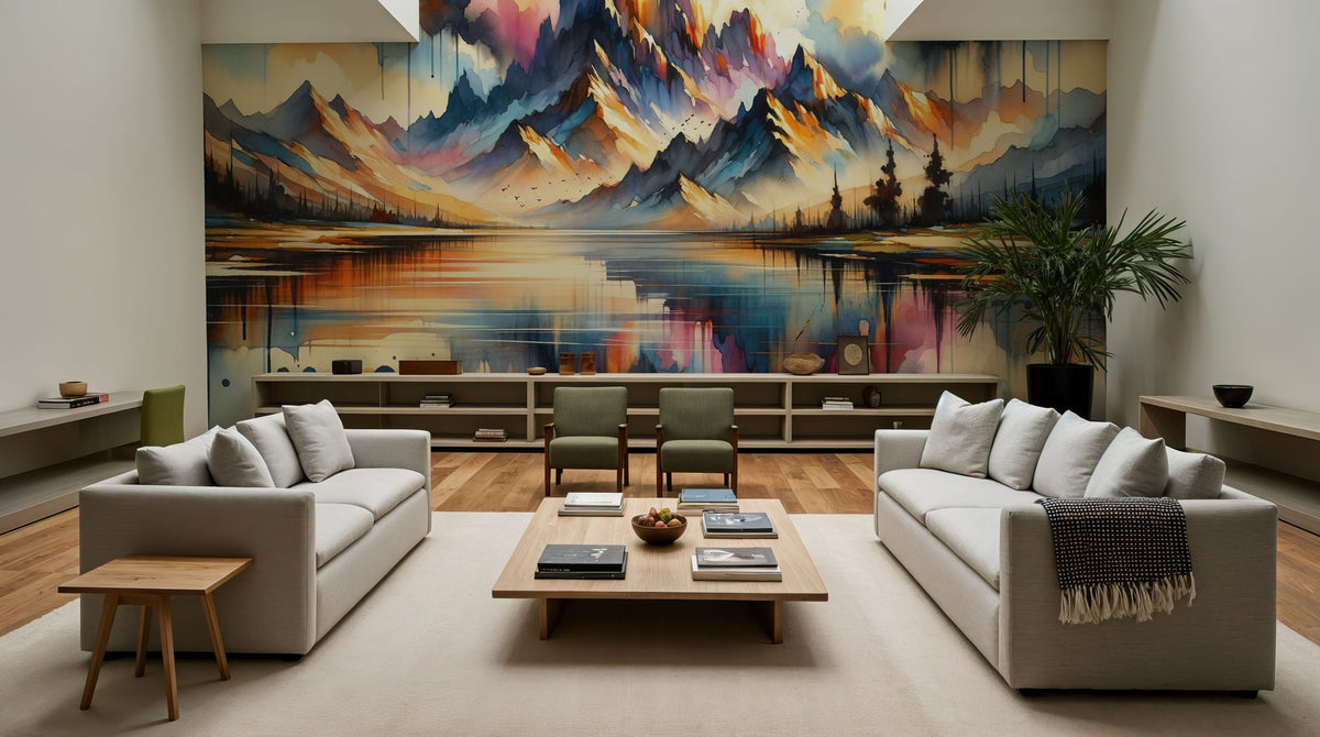 Majestic Mountain Reflected in Lake Mural Wallpaper - room preview 04