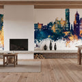 Wakefield England Skyline Blue & Bronze Mural Wallpaper - room preview 04
