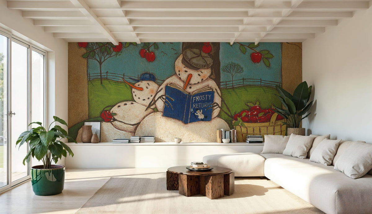 Seasonal Snowman IX Mural Wallpaper - room preview 04