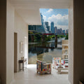 Urban Skyscrapers Blue Sky Reflection Mural Wallpaper - room preview 04