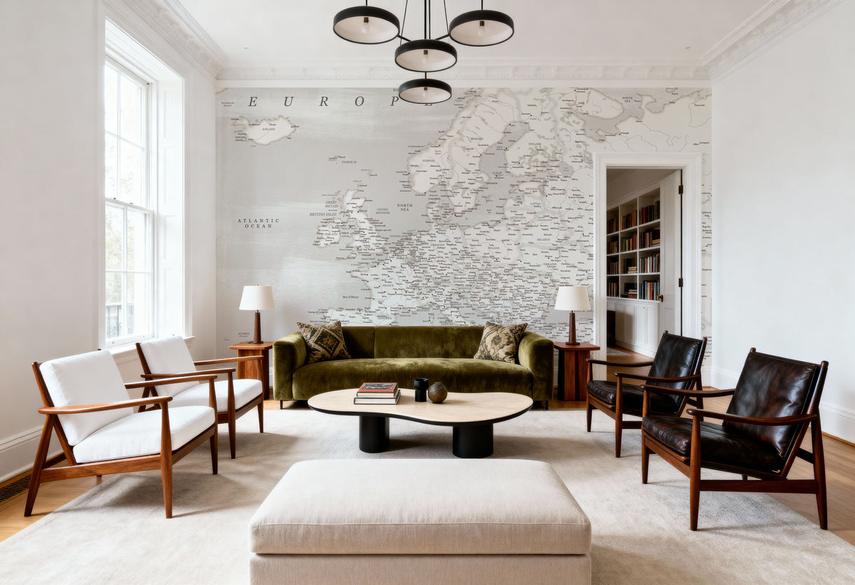 Europe Map Detailed - Lysander Mural Wallpaper - room preview 04