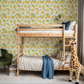Mellow Lemons Blue Check Mural Wallpaper - room preview 04