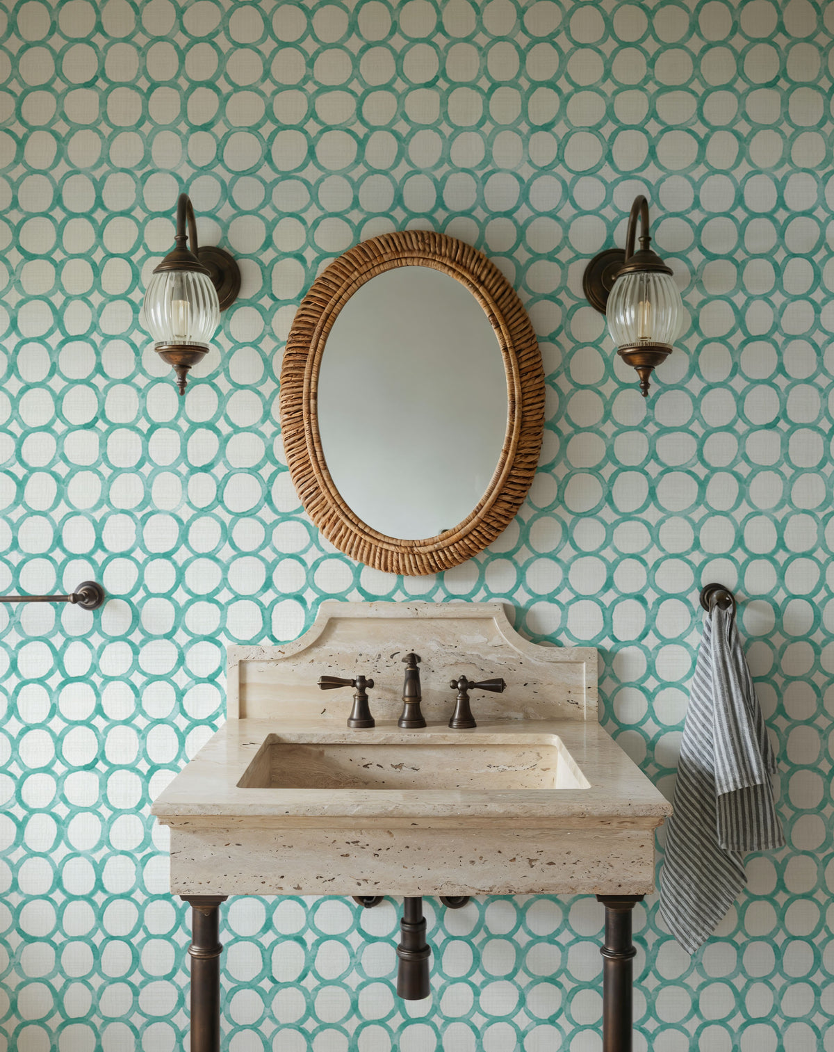 Mixed Turqouise Circles Mural Wallpaper - room preview 04