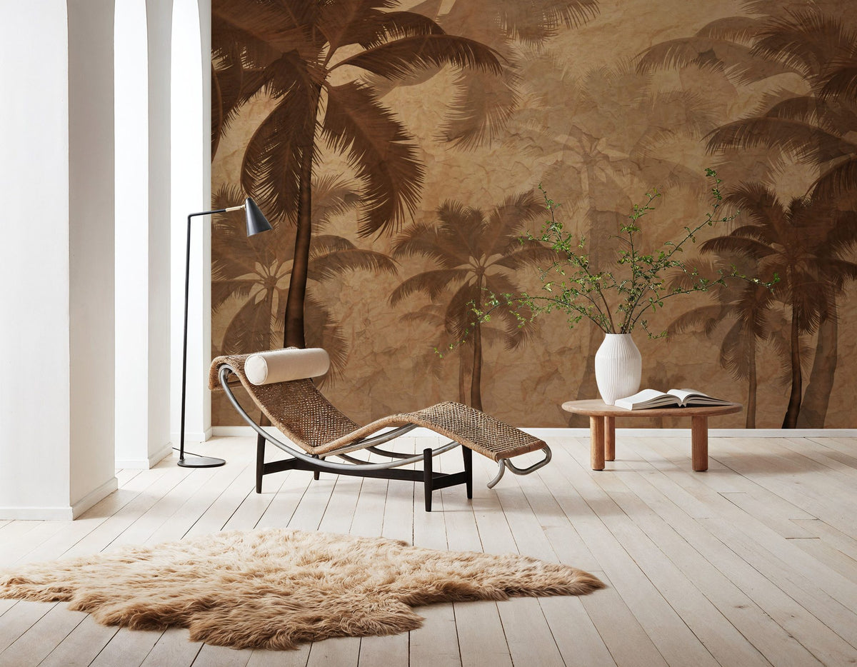 Sepia Palm Trees Mural Wallpaper - room preview 04