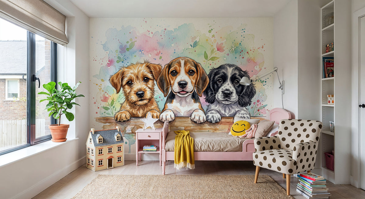 Puppies - Cute Baby Animals Series Mural Wallpaper - room preview 04