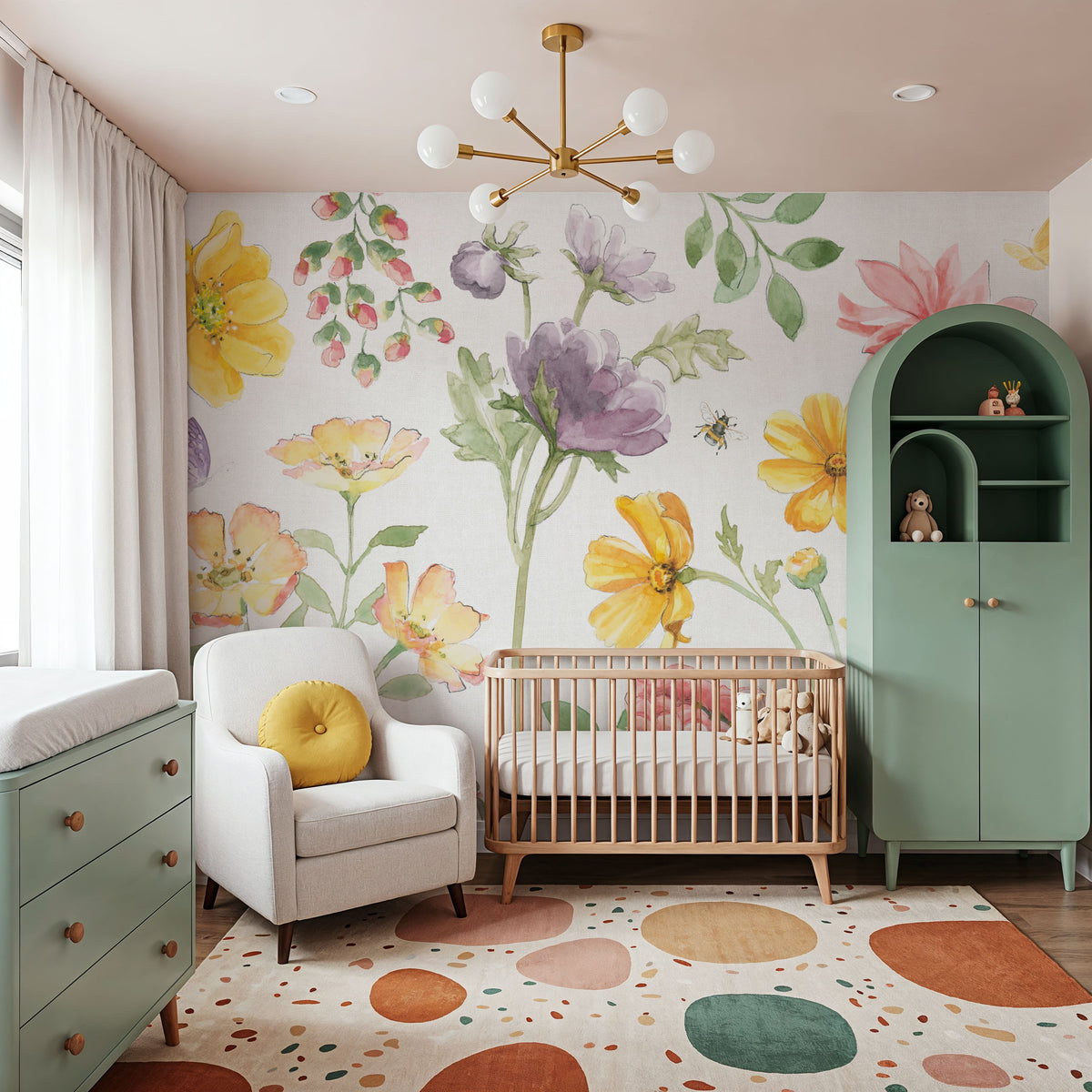 Soft Meadow I Mural Wallpaper - room preview 04