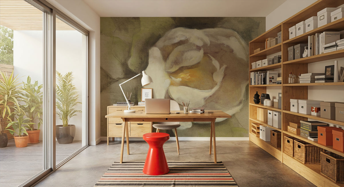 White Blossom Mural Wallpaper - room preview 04