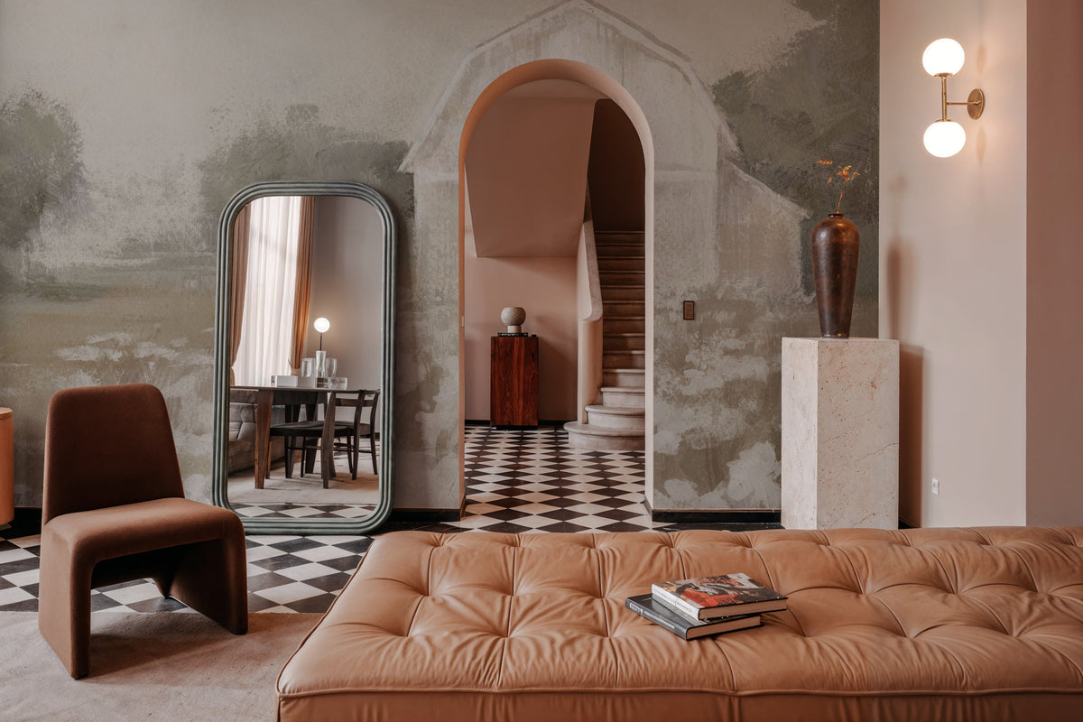 White Barn Meadow Neutral Mural Wallpaper - room preview 04