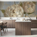 Peony on Blue Mural Wallpaper - room preview 04
