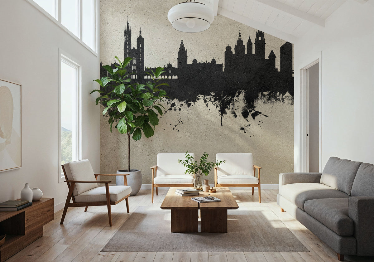 Krakow Skyline Concrete Mural Wallpaper - room preview 04