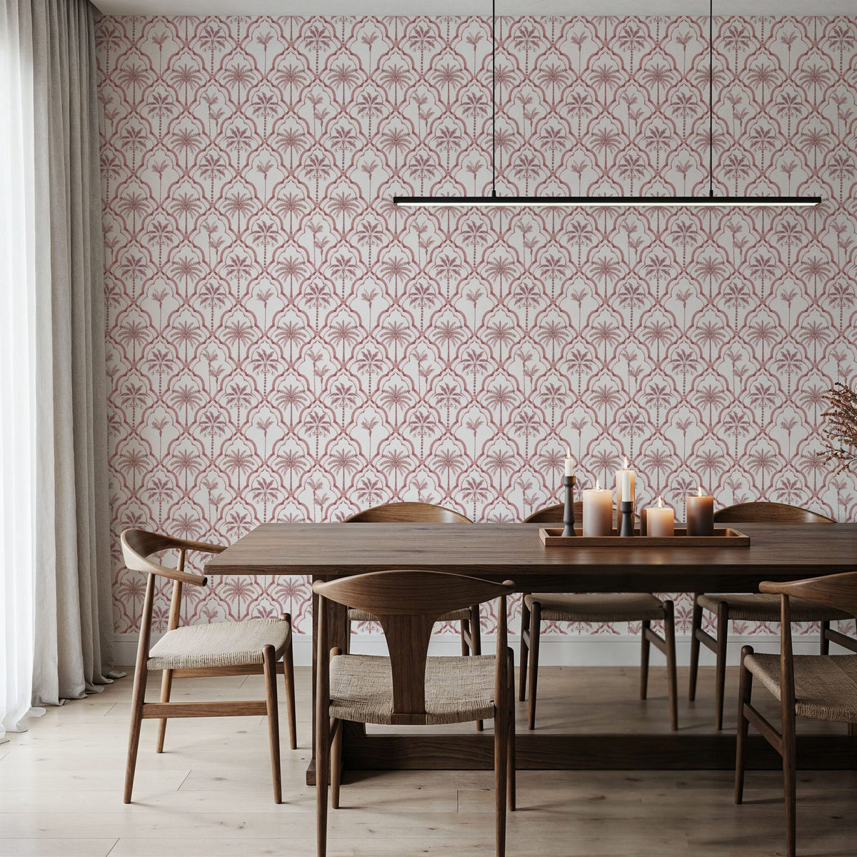The Palm Lattice, Red Mural Wallpaper - room preview 04