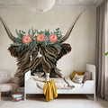 Longhorn with Rose Crown Texture Mural Wallpaper - room preview 04