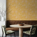 Kala Flowers White on Yellow Mural Wallpaper - room preview 04