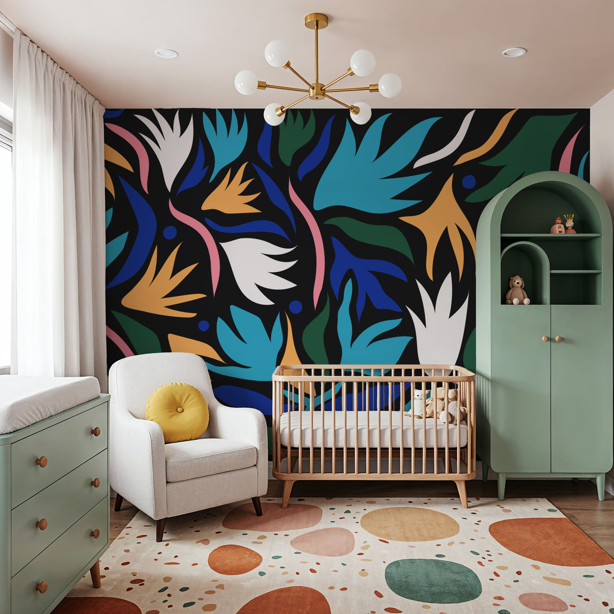 Tulip Cut Out, Dark Mural Wallpaper - room preview 04