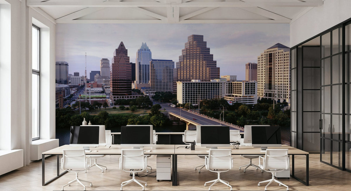 Riverside Metropolis Mural Wallpaper - room preview 04