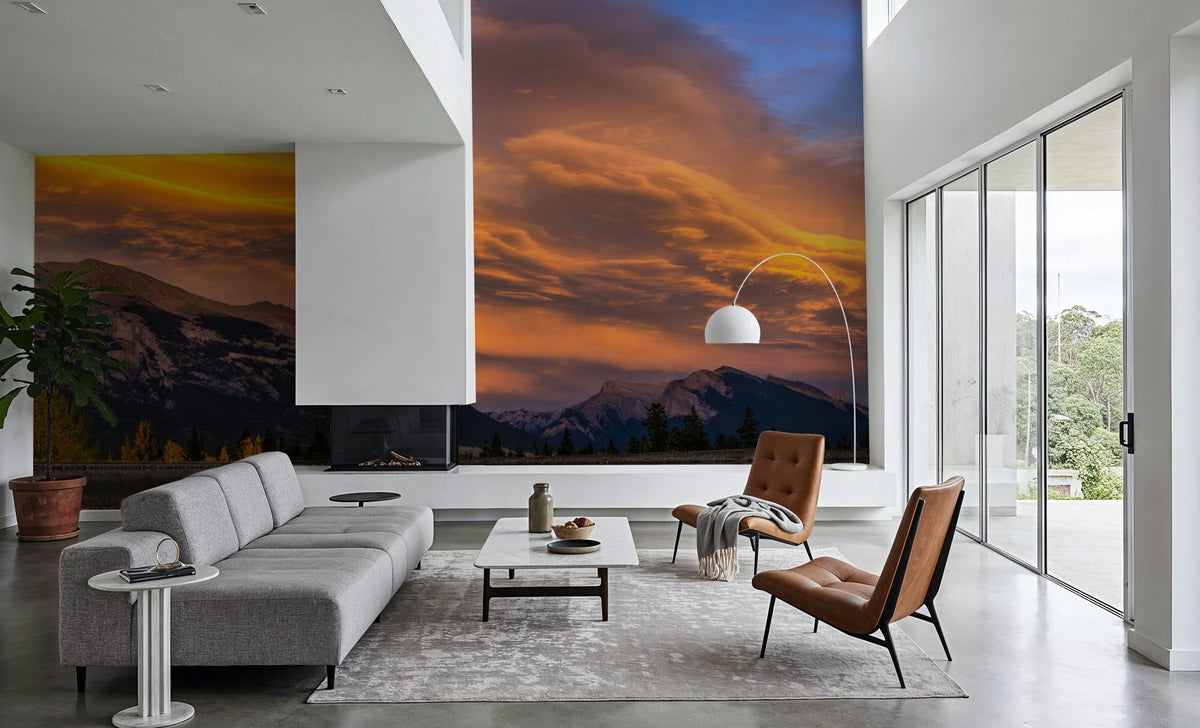 Chinook Clouds Over Grotto Mountain Mural Wallpaper - room preview 04