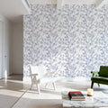 Trailing Tree of Life, Blue on White Mural Wallpaper - room preview 04