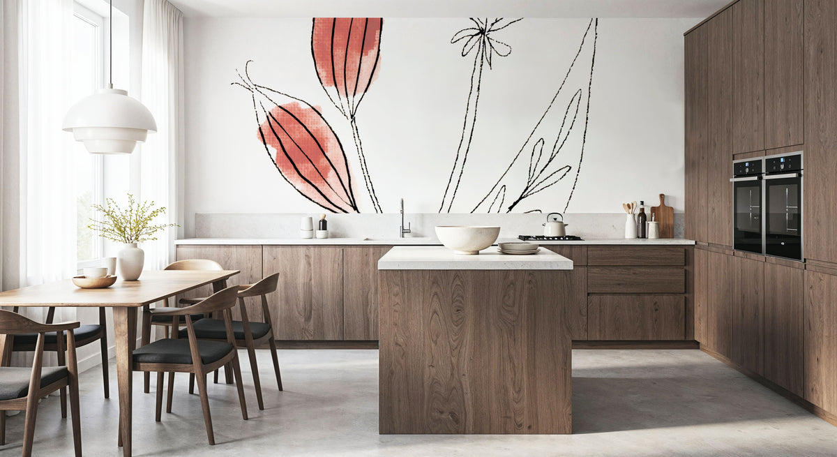 Line Flower I Mural Wallpaper - room preview 04