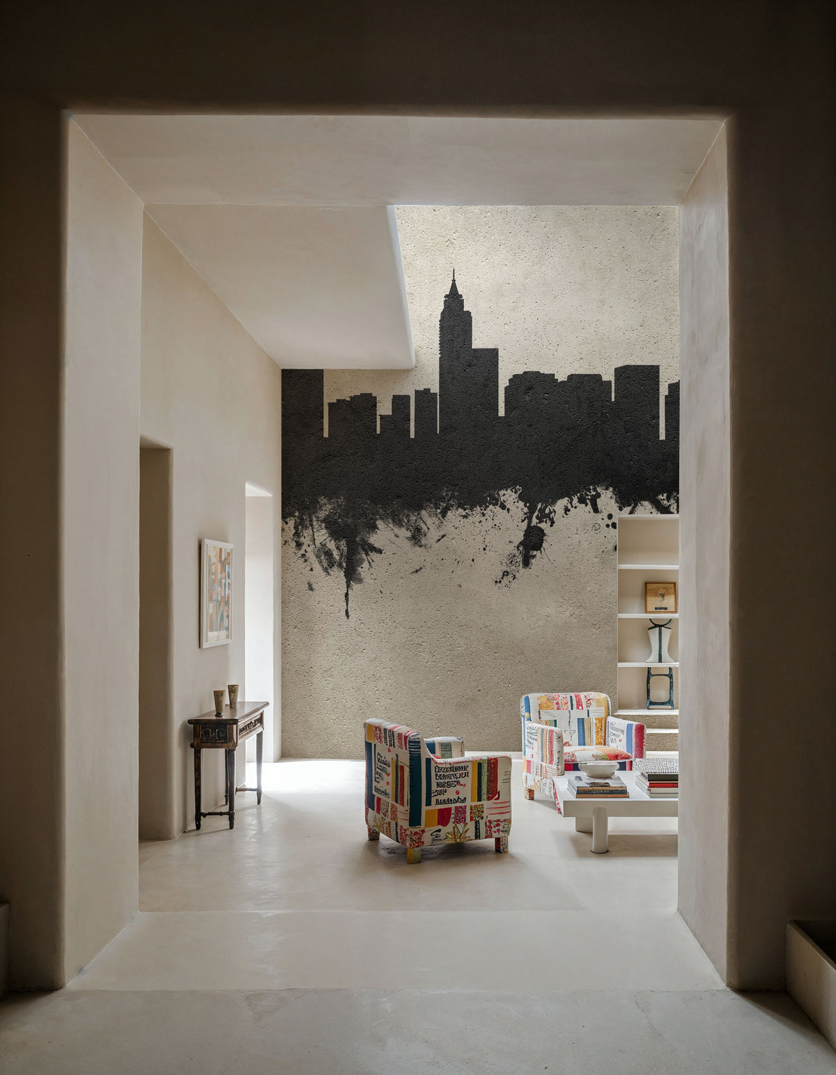 Raleigh North Carolina Skyline Concrete Mural Wallpaper - room preview 04