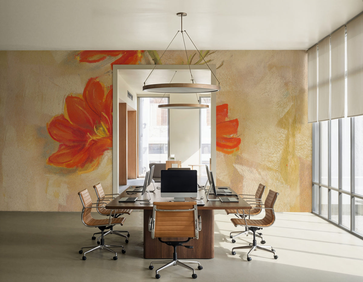 Spicy Orange Cosmos Mural Wallpaper - room preview 04