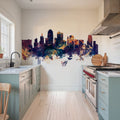 Kansas City Missouri Skyline Blue & Bronze Mural Wallpaper - room preview 04