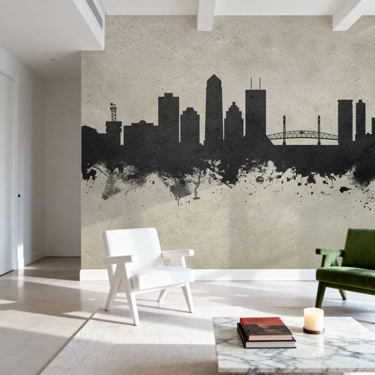 Jacksonville Florida Skyline Concrete Mural Wallpaper - room preview 04