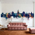 Egham England Skyline Blue & Bronze Mural Wallpaper - room preview 04