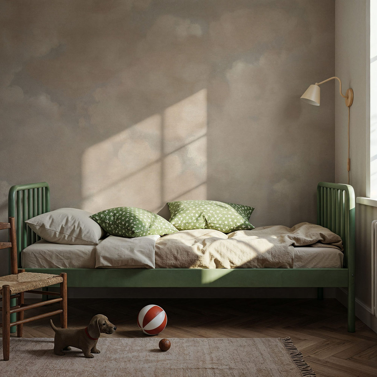 Painted Dreamy Clouds, Alpine Oat Mural Wallpaper - room preview 04
