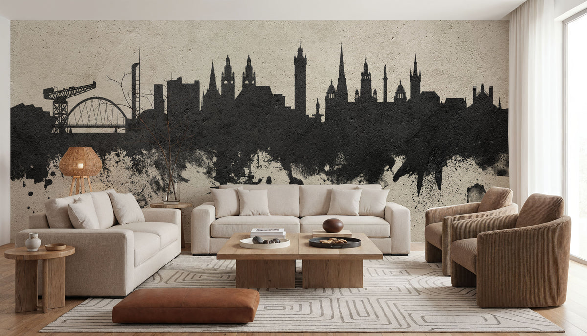 Glasgow Scotland Skyline Concrete Mural Wallpaper - room preview 04