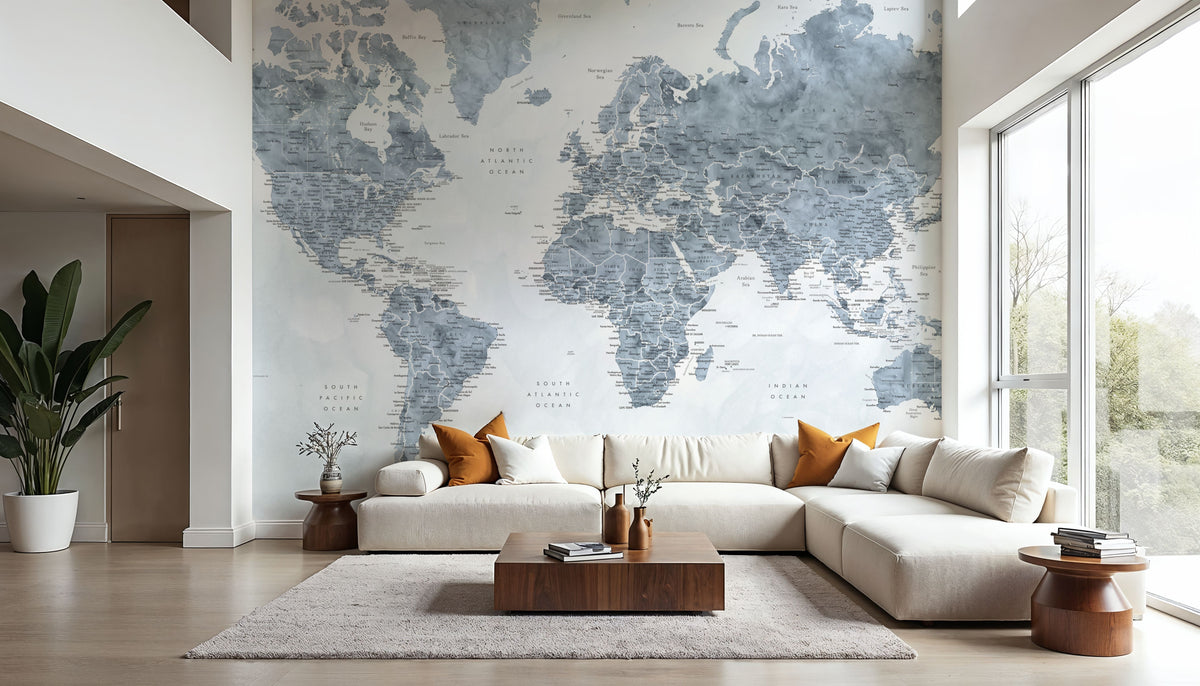 World Map Cities - Jacq Mural Wallpaper - room preview 04