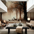 Deer Family in Misty Sepia Mural Wallpaper - room preview 04
