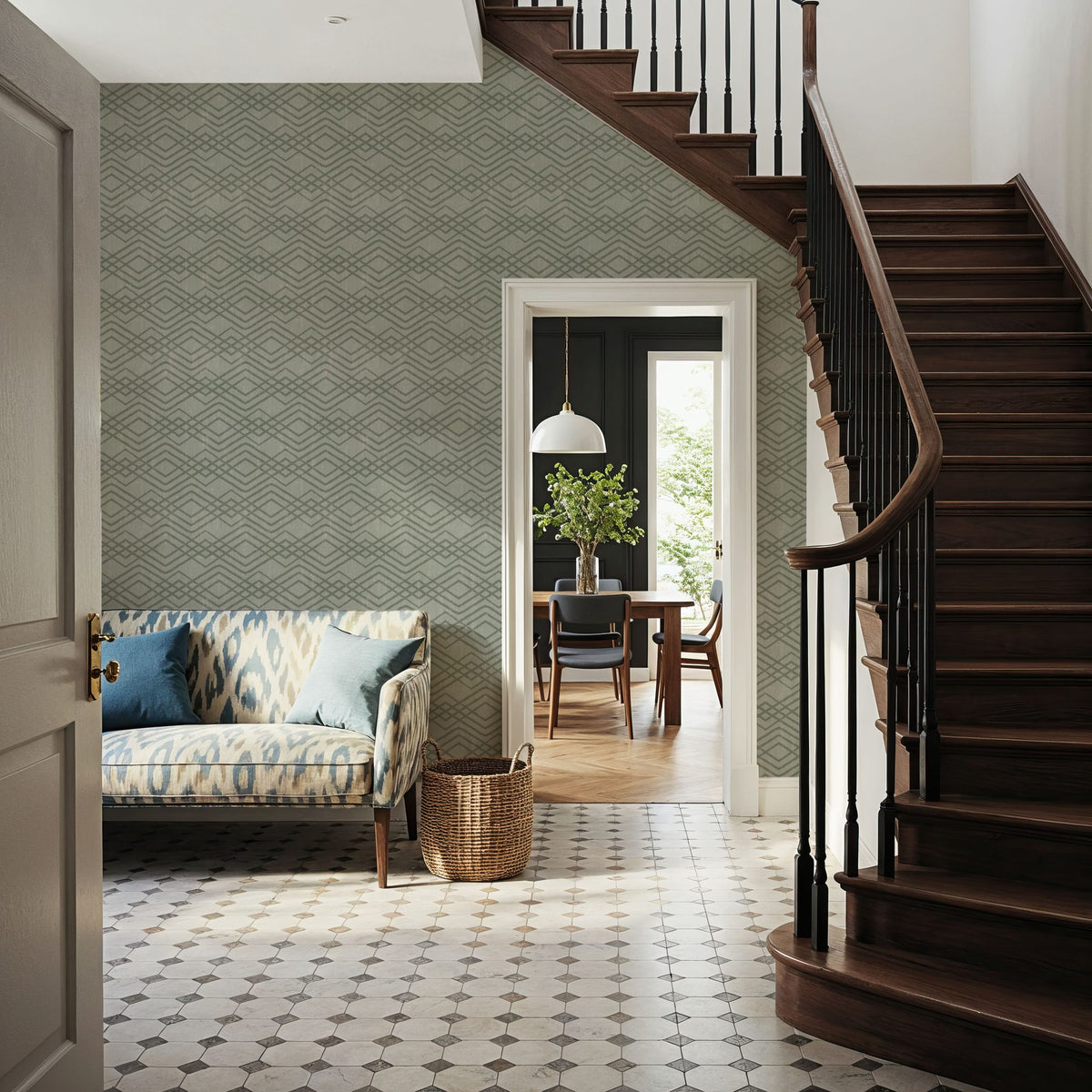Woodland Waves Gray Mural Wallpaper - room preview 04