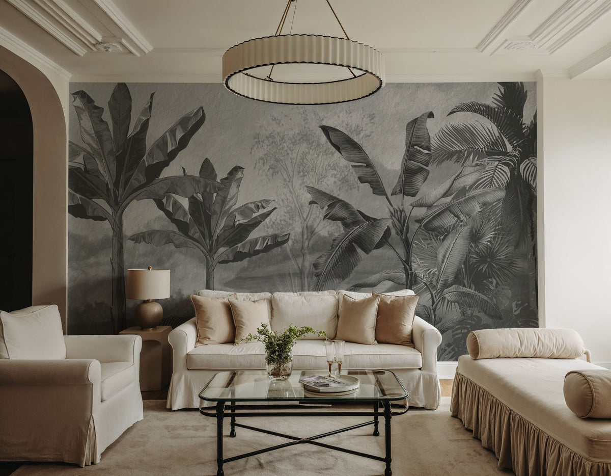 Tropical Banan Plant Sketch Mural Wallpaper - room preview 04