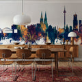 Cologne Germany Skyline Blue & Bronze Mural Wallpaper - room preview 04