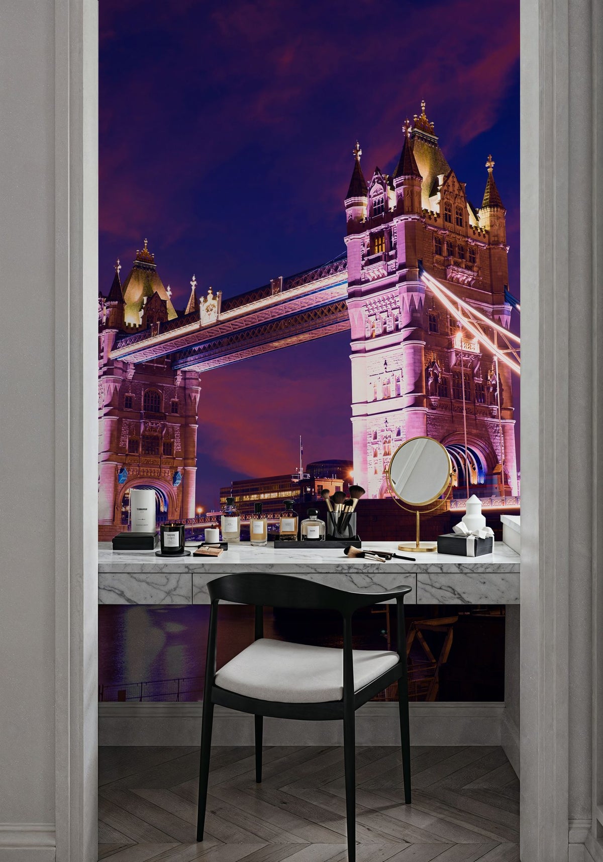 Purple Twilight Bridge Mural Wallpaper - room preview 04