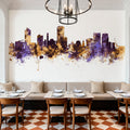 Wellington New Zealand Skyline Purple & Gold Mural Wallpaper - room preview 04