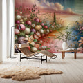 Watercolor Floral Path Mural Wallpaper - room preview 04
