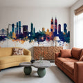 Mumbai Skyline India Bombay Blue & Bronze Mural Wallpaper - room preview 04